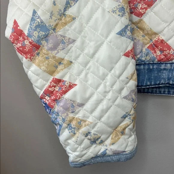 Blank NYC Making Memories Patchwork Quilted Jacket Denim Trim Oversized Small - Picture 5 of 14